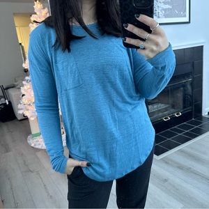 Michael Kors Blue Pocket Long Sleeve Tee